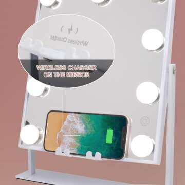 Fenair Lighted Vanity Mirror: Stylish Makeup Mirror with Wireless Charge & Speakers