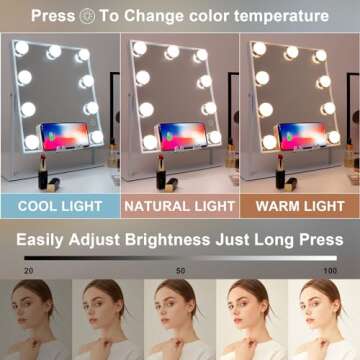 Fenair Lighted Makeup Mirror with Audio and Wireless Charging