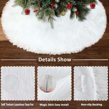 36 Inch Faux Fur Christmas Tree Skirts, White Plush Skirt for Christmas Decorations Xmas Indoor Holi...