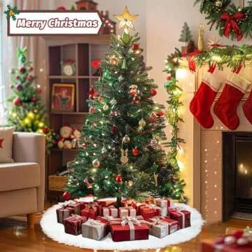 36 Inch Faux Fur Christmas Tree Skirts, White Plush Skirt for Christmas Decorations Xmas Indoor Holiday Party Decor (Small)