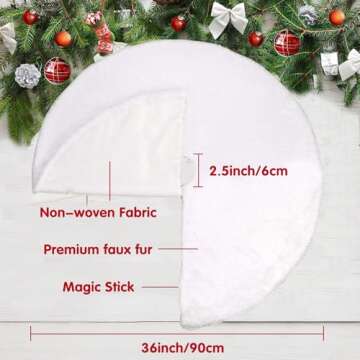 36 Inch Faux Fur Christmas Tree Skirts, White Plush Skirt for Christmas Decorations Xmas Indoor Holiday Party Decor (Small)