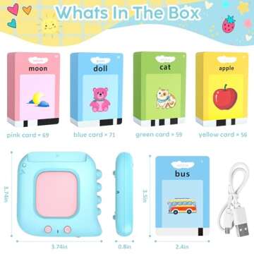 Kids Toddler Talking Flash Cards with 240 Sight Words,Montessori Toys,Speech Therapy,Autism Sensory Toys,Learning Educational Gifts for Age 1 2 3 4 5 Years Old Boys and Girls