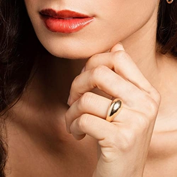ESMATOO Gold Chunky Dome Ring 18K Plated for Stunning Style