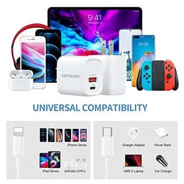 USB C 20W PD Fast Charger with Dual Ports & Cable