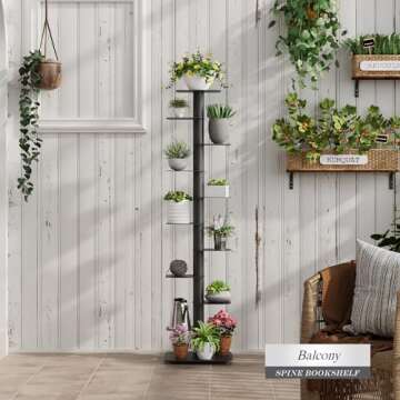 Suchtale Spine Bookshelf - 11-Tier Metal Bookcase, Vertical Book Tower, Organizers for Study & Living Room, DIY Decor, Black