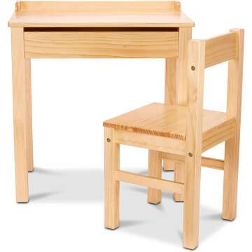 Wooden Lift-Top Desk & Chair for Kids - Honey