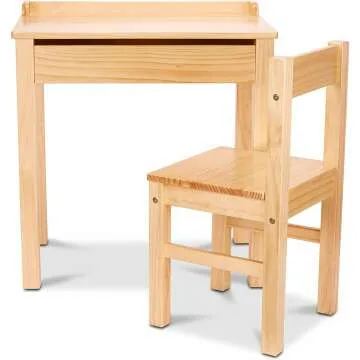 Wooden Lift-Top Desk & Chair for Kids - Honey