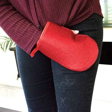 CleanAide Hair Magnet Pet Fur Removal and Lint Debris Cleanup Pick it up Mitt, Red, Pack of 2