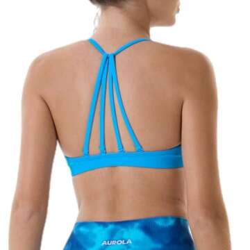 AUROLA Seamless Mercury Workout Sports Bras for Women Athletic Removable Adjustable Backless Minimal Top, Seamless-Blue Danube, M