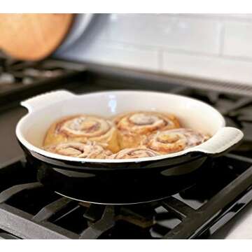 Partito Bella 13x9x3.5" Rectangle Premium Stoneware Baking Dish w/Lid Classic - Kitchen Baker for Lasagna, Casserole, Vegetables, & Dessert (Black, 10"x10" Round Baker)