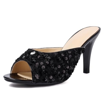 Sparkle with MRKEWUNEY Heeled Mules - Stylish Slip-ons