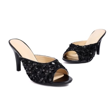 Sparkle with MRKEWUNEY Heeled Mules - Stylish Slip-ons