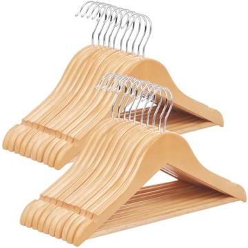 SONGMICS Kids Wooden Hangers Pack for Stylish Wardrobe Organization