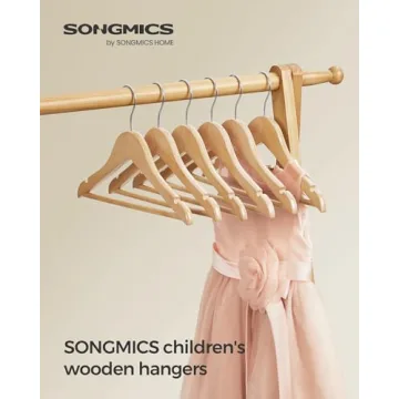 SONGMICS Kids Wooden Hangers Pack for Stylish Wardrobe Organization
