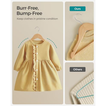 SONGMICS Kids Wooden Hangers Pack for Stylish Wardrobe Organization