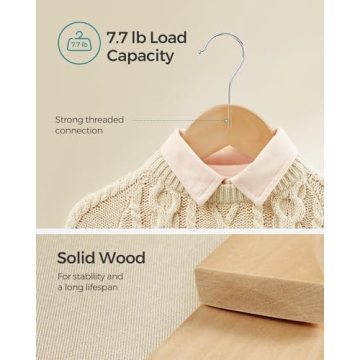 SONGMICS Kids Wooden Hangers Pack for Stylish Wardrobe Organization