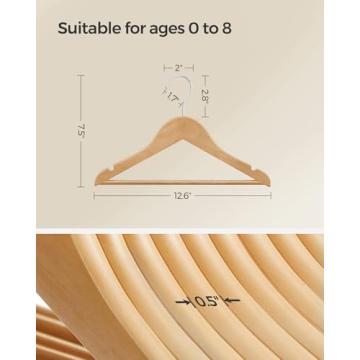 SONGMICS Kids Wooden Hangers Pack for Stylish Wardrobe Organization