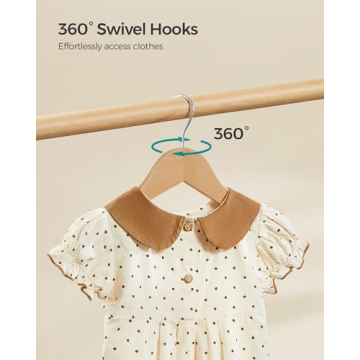 SONGMICS Kids Wooden Hangers Pack for Stylish Wardrobe Organization