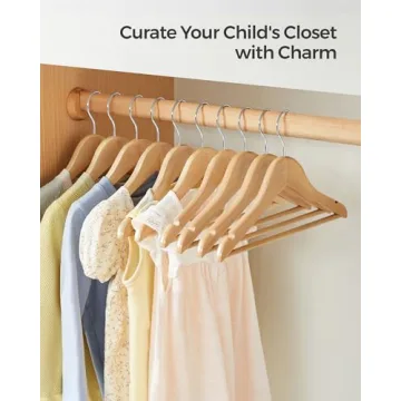 SONGMICS Kids Wooden Hangers Pack for Stylish Wardrobe Organization