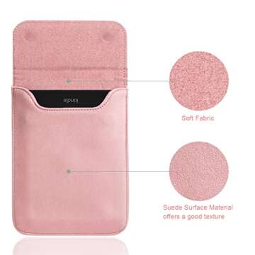 WALNEW Sleeve Case for 7" Kindle Paperwhite and Kindle Colorsoft Signature Edition (2024 Released), Protective Pouch Bag Case Cover for 6.8-inch All-New Kindle Paperwhite 11th Generation 2021(Pink)