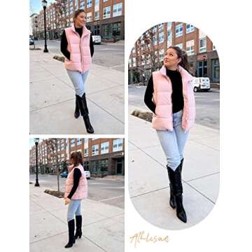 Athlisan Women's Stylish Zip Up Puffer Vest - Perfect for Winter