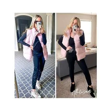 Athlisan Women's Stylish Zip Up Puffer Vest - Perfect for Winter