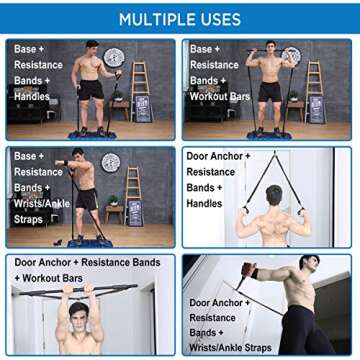 FITINDEX Portable Home Gym - Exercise Equipment with Resistance Bands Bar, Muscle Build Workout Equi...