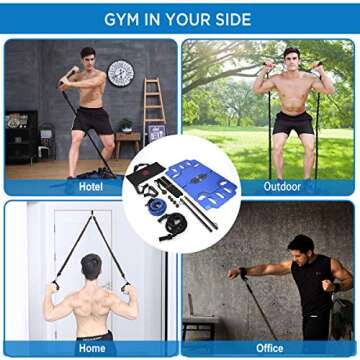 FITINDEX Portable Home Gym - Exercise Equipment with Resistance Bands Bar, Muscle Build Workout Equipment for Men/Women, Full-Body Fitness Equipment for Indoor/Outdoor/Travel