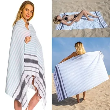 Oversized Turkish Cotton Beach Towels Set of 6 for Quick Drying