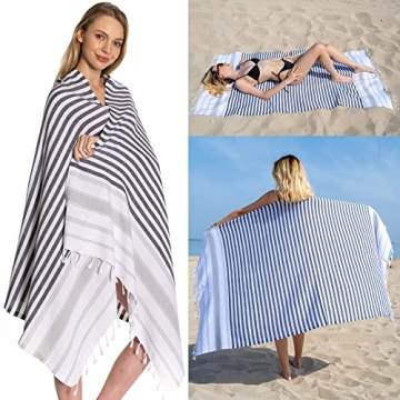Oversized Turkish Cotton Beach Towels Set of 6 for Quick Drying