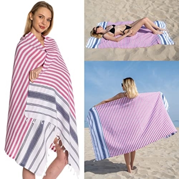 Oversized Turkish Cotton Beach Towels Set of 6 for Quick Drying