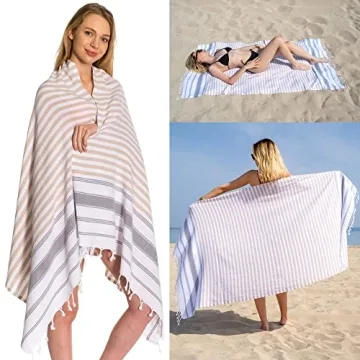 Oversized Turkish Cotton Beach Towels Set of 6 for Quick Drying
