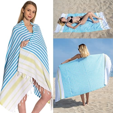 Oversized Turkish Cotton Beach Towels Set of 6 for Quick Drying
