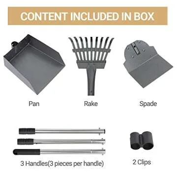 Heeyoo Dog Pooper Scooper, Dog Poop Tray and Rake Set, Pet Waste Removal Scoop with Long Adjustable Sectional Stainless Handles