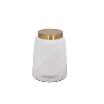 Creative Co-Op Round Glass Jars with Brass Finish Lids (Set of 3 Sizes)