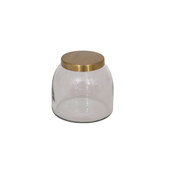 Creative Co-Op Round Glass Jars with Brass Finish Lids (Set of 3 Sizes)