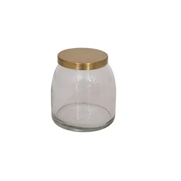 Creative Co-Op Round Glass Jars with Brass Finish Lids (Set of 3 Sizes)