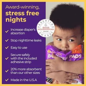 Sposie Diaper Booster Pads, Stop Leaks in Overnight Diapers, Nighttime Diapers, Baby Diapers, and Disposable Toddler Training Underwear Girls and Boys, Adhesive Diaper Pad, Size 5 Diapers and up