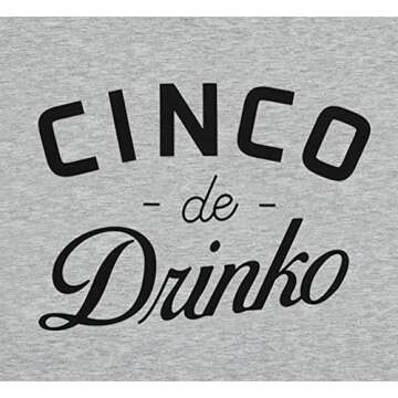 Cinco De Drinko Graphic Cute T Shirt for Women Letter Print Cinco De Mayo Tees Short Sleeve Casual Tops Grey