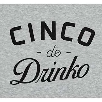 Cinco De Drinko Graphic Cute T Shirt for Women Letter Print Cinco De Mayo Tees Short Sleeve Casual Tops Grey