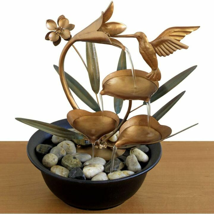Indoor Hummingbird Lily Water Fountain for Calm Spaces