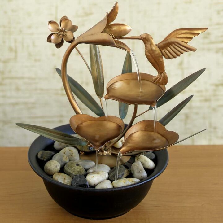 Indoor Hummingbird Lily Water Fountain for Calm Spaces