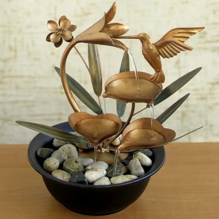 Indoor Hummingbird Lily Water Fountain for Calm Spaces