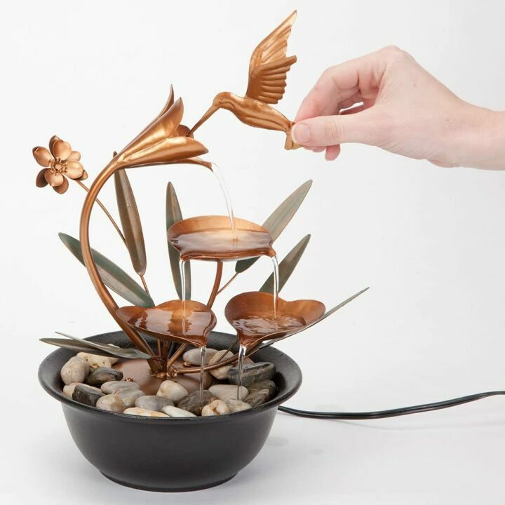 Indoor Hummingbird Lily Water Fountain for Calm Spaces