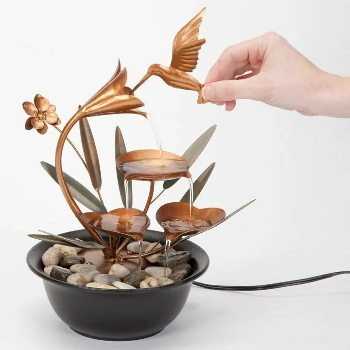 Indoor Hummingbird Lily Water Fountain for Calm Spaces