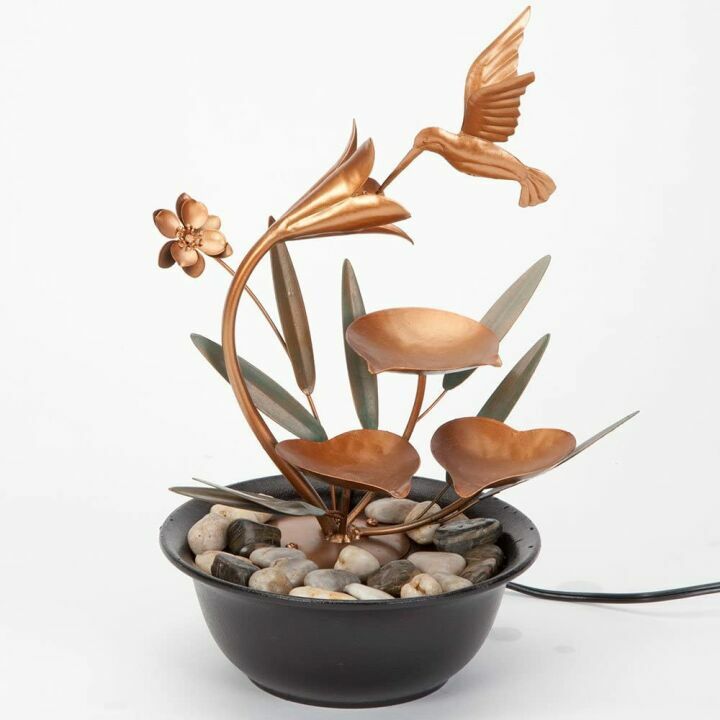 Indoor Hummingbird Lily Water Fountain for Calm Spaces