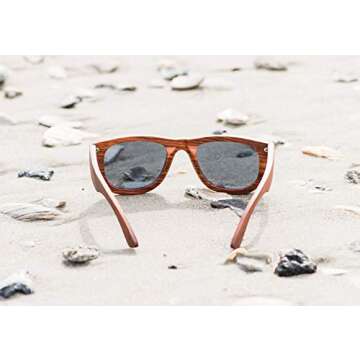 Viable Harvest Wood Sunglasses for Men & Women - Dark Polarized Lenses Block Sun & Glares - Handmade Wooden Craftsmanship & UV400 Lens - 100% UVA & UVB Protection - With Classy Gift Box - Sandalwood