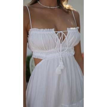 Leyajedol Women Y2k Bodycon Long Dress Spaghetti Strap Low Cut Dress Casual Backless Flowy Maxi Dress Sexy Clubwear Z-White