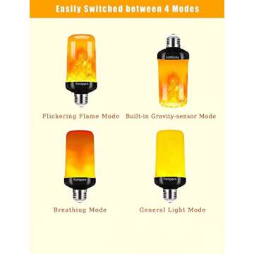 Hompavo 【Upgraded】 LED Flame Light Bulbs, 4 Modes Flickering Light Bulbs with Upside Down Effect, E26/E27 Flame Bulb for Halloween Christmas Party Patio Porch Home Indoor & Outdoor Decorations - 2