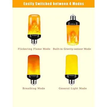 Hompavo 【Upgraded】 LED Flame Light Bulbs, 4 Modes Flickering Light Bulbs with Upside Down Effect, E26/E27 Flame Bulb for Halloween Christmas Party Patio Porch Home Indoor & Outdoor Decorations - 2